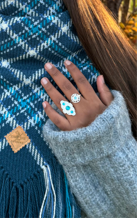 Ring med turkis krystall- utsolgt