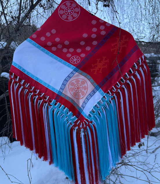 Rødt silkesjal - utsolgt