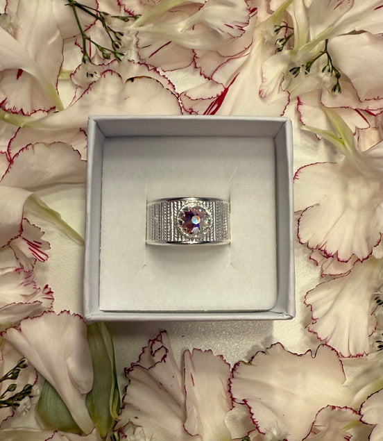 Ring med nordlys krystall