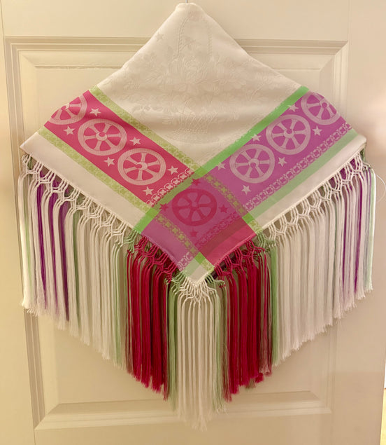 Liidni/ Silkesjal hvit med rosa (voksen/ungdom størrelse) - utsolgt