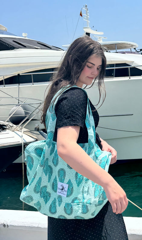 Totebag turkis - utsolgt