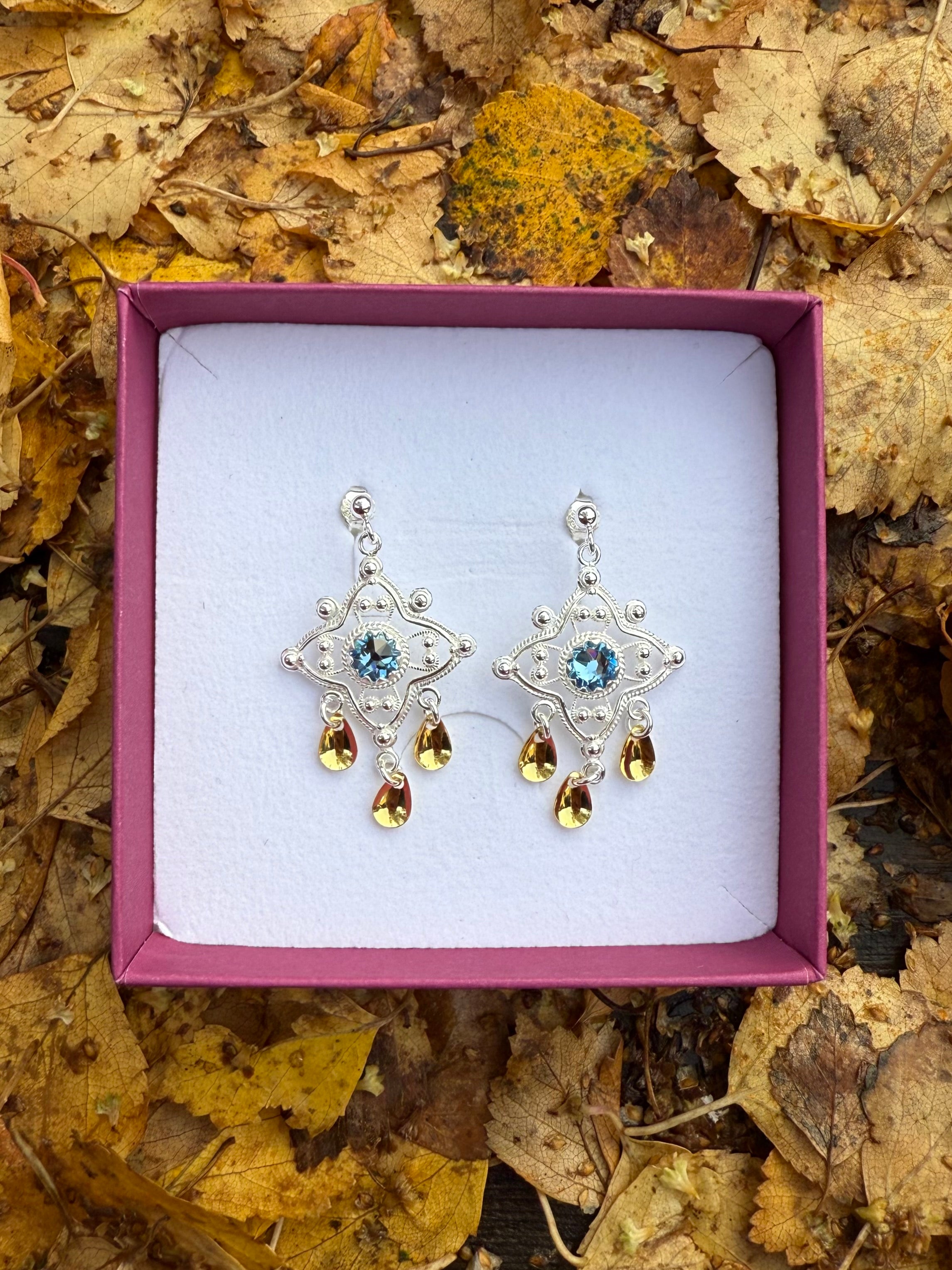 Ørepynt med lyseblå krystall - utsolgt