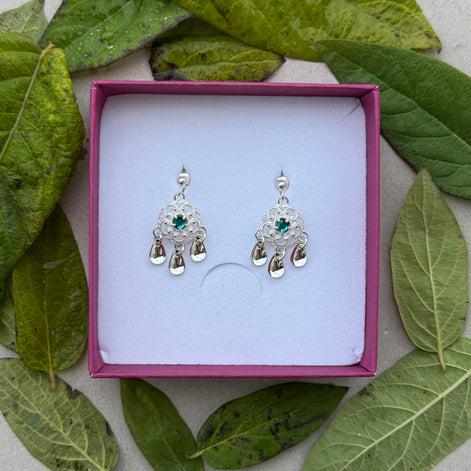 Ørepynt i turkis krystall