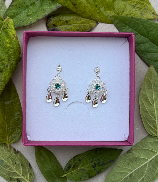 Ørepynt i turkis krystall