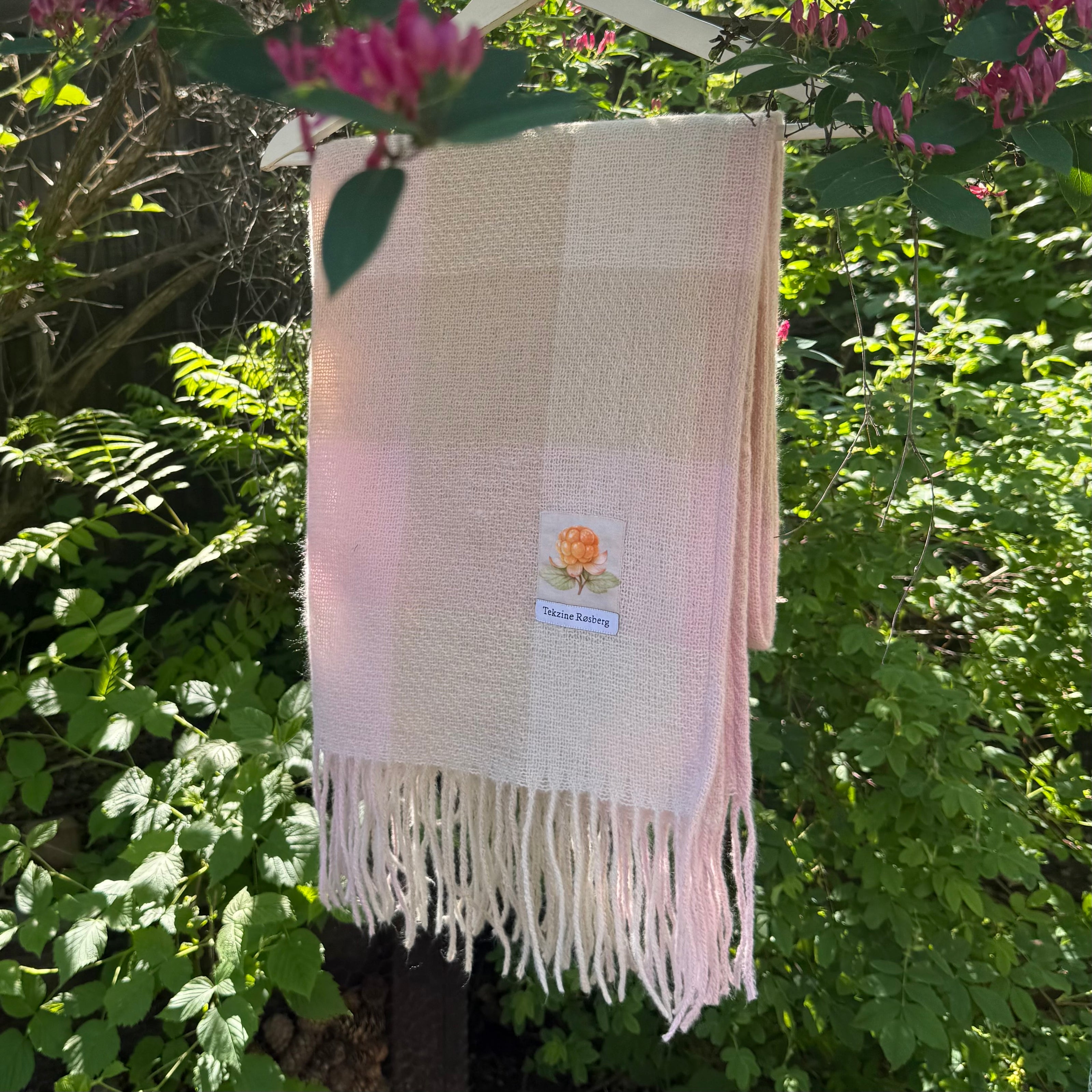 Sjerf rosa/beige ruter