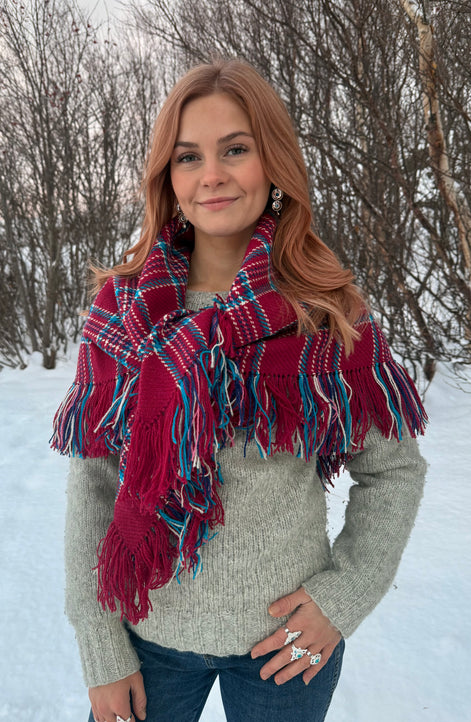 Ullsjal i bringebærrød - utsolgt