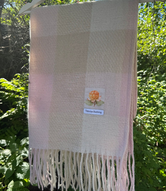 Sjerf rosa/beige ruter