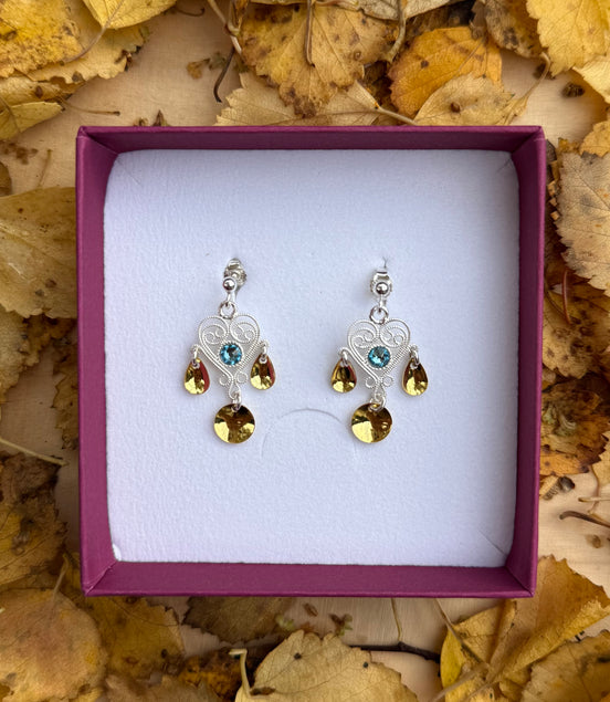 Ørepynt hjerte lyseblå krystaller - utsolgt