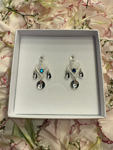 Ørepynt hjerte turkis krystall - utsolgt