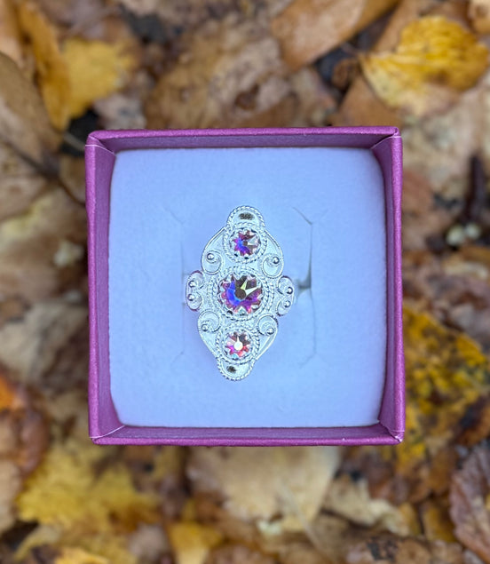 Ring med nordlys krystall - utsolgt