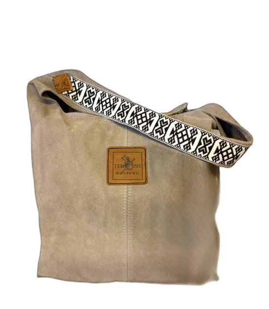 Skinnveske beige/kaki