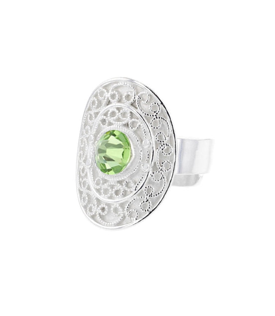 Ring med lysegrønn krystall - utsolgt