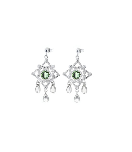 Ørepynt med lysegrønn krystall