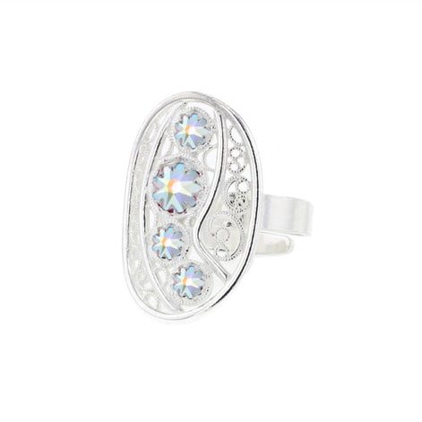 Ring med nordlys krystall