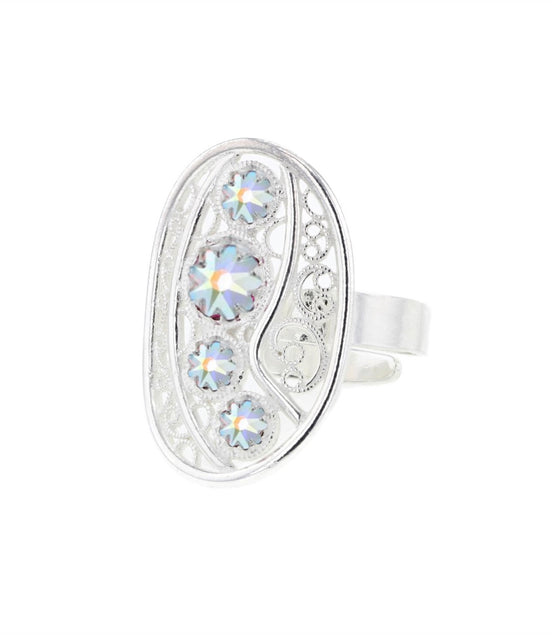 Ring med nordlys krystall