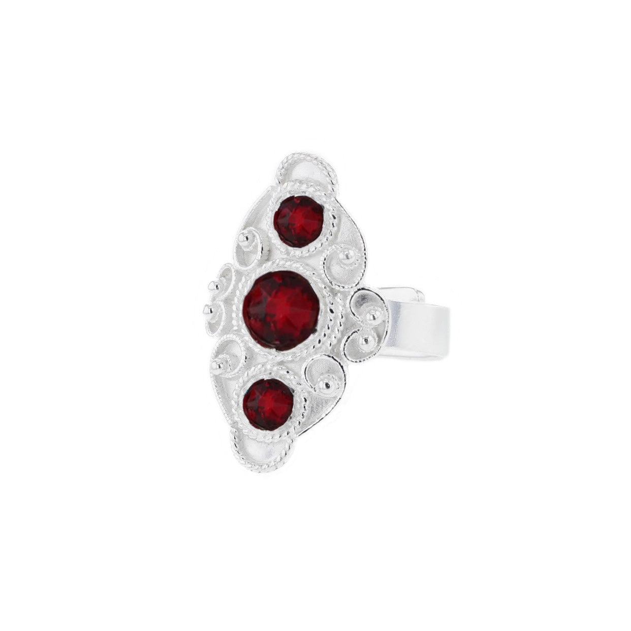 Ring med røde Krystaller