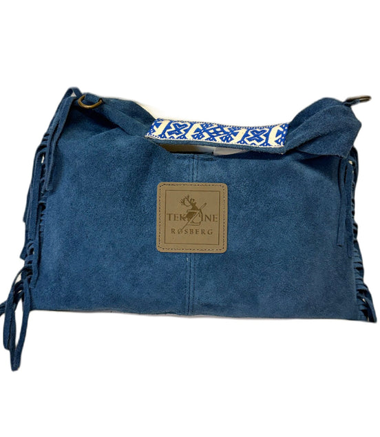 Skinnveske clutch blå