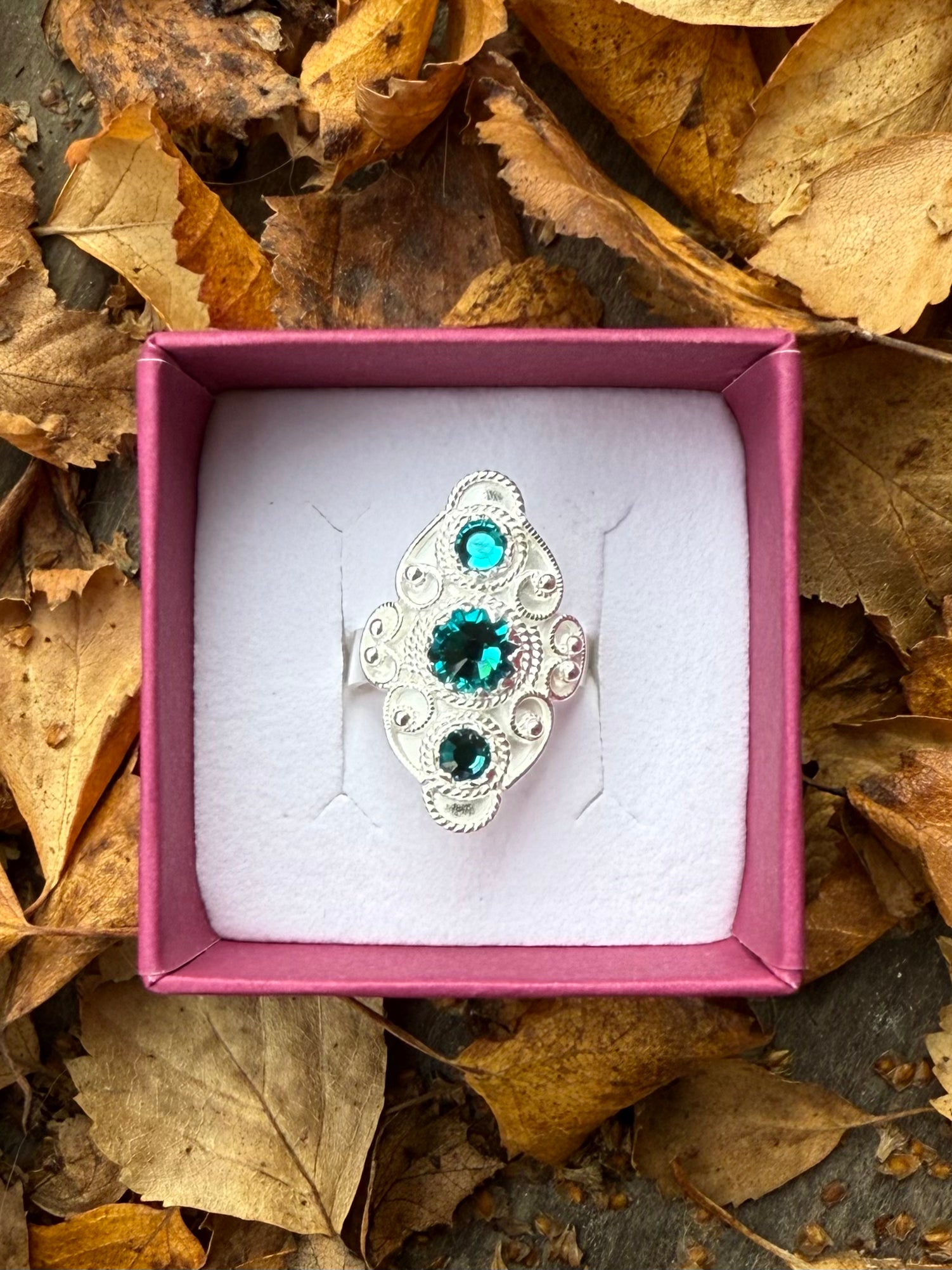 Ring med turkis krystall- utsolgt