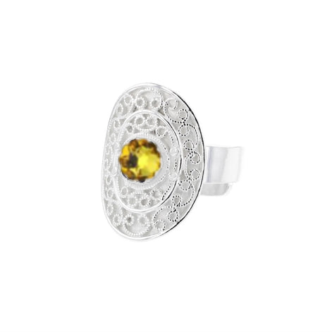 Ring med gul krystall