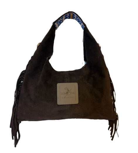 Skinnveske clutch mørkebrun