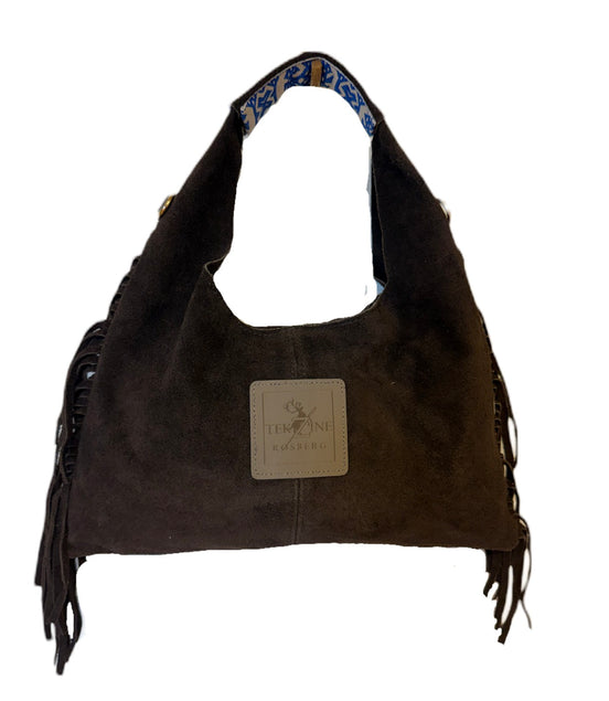 Skinnveske clutch mørkebrun