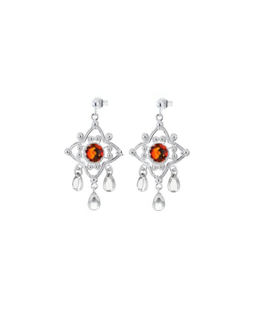 Ørepynt med oransje krystall