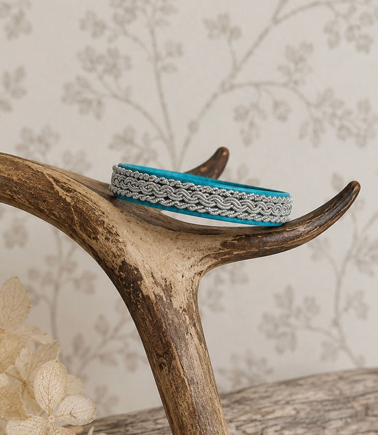 Tinntråd armbånd turkis