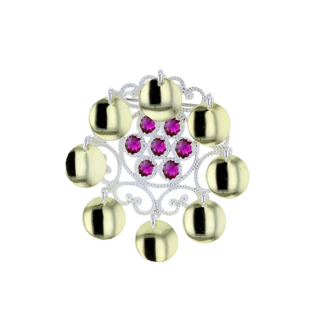 Sølje med rosa krystall (høyde 5,9 cm og bredde 4,9cm)