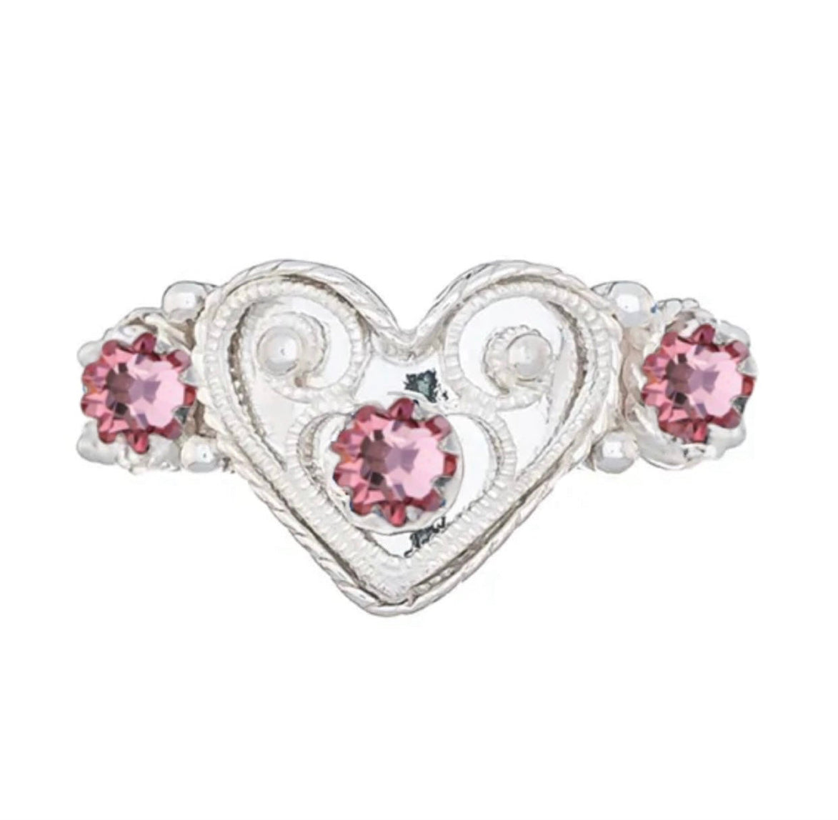 Ring med lyserosa krystall