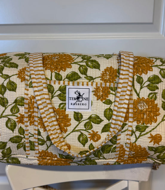 Totebag hvit og grønn/oker