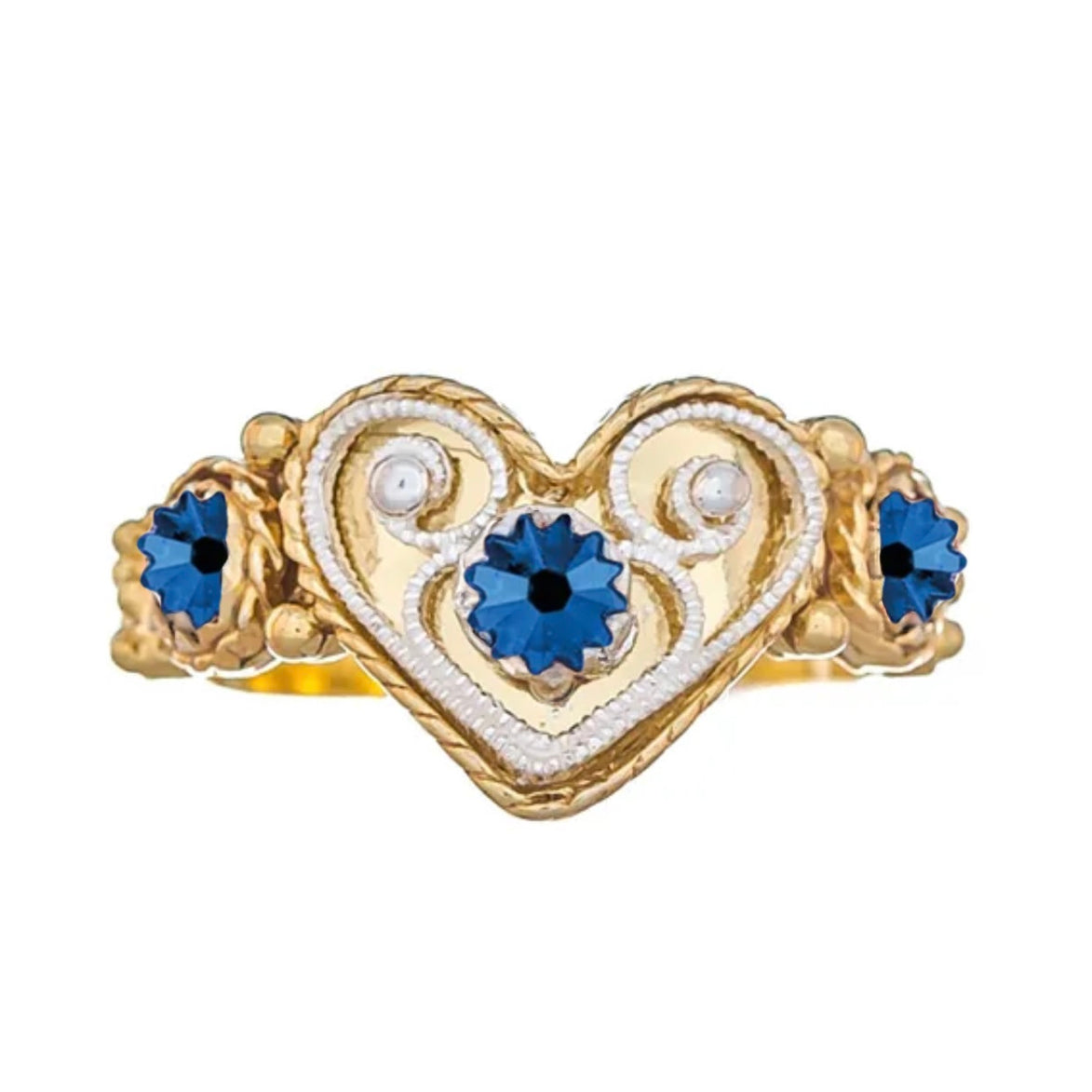 Ring med blå krystall