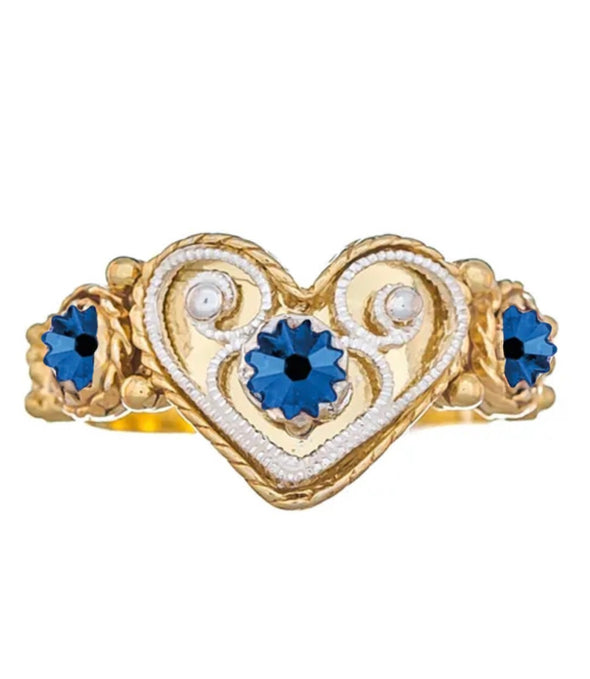 Ring med blå krystall