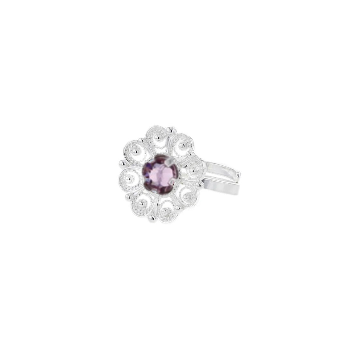 Ring med lavendel krystall