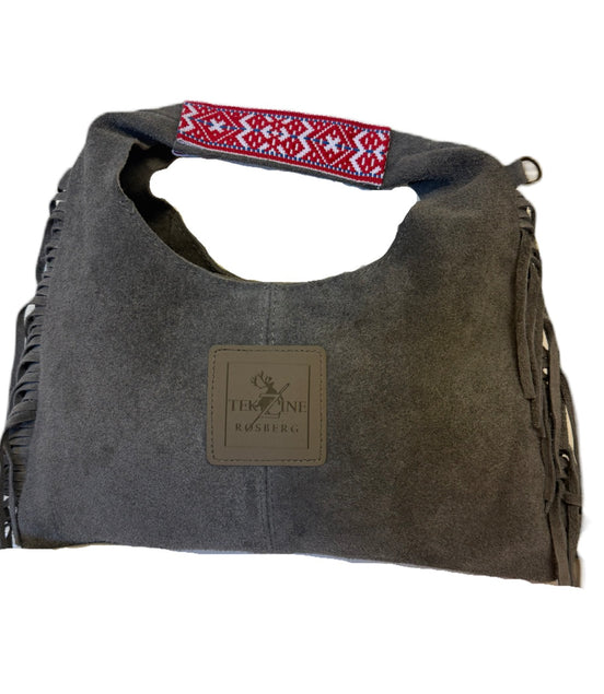 Skinnveske clutch grå