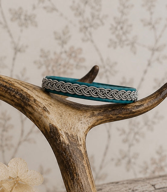 Tinntråd armbånd turkis