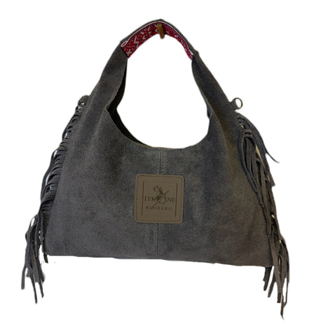 Skinnveske clutch grå