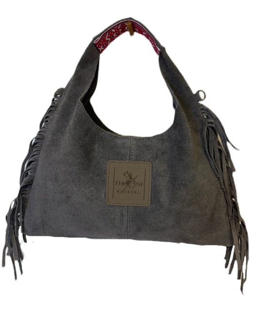 Skinnveske clutch grå