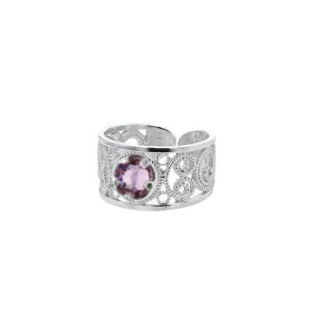 Ring med lavendel krystall