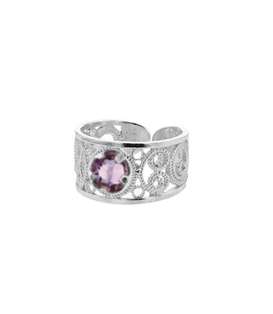 Ring med lavendel krystall