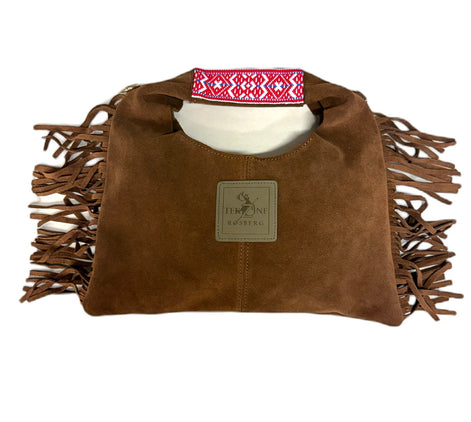 Skinnveske clutch lysebrun