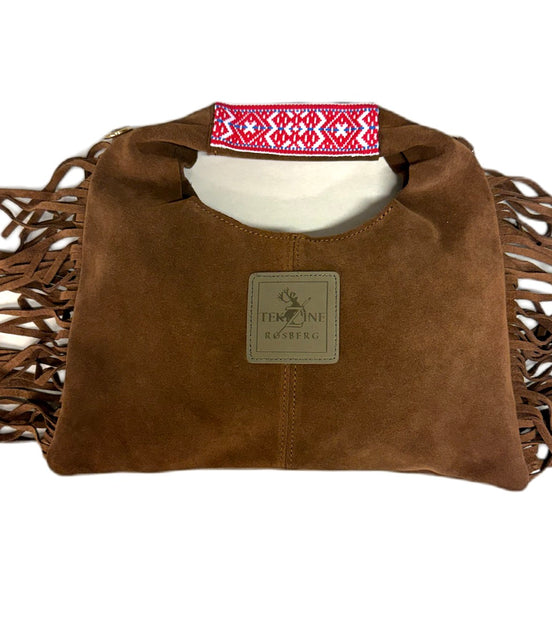 Skinnveske clutch lysebrun