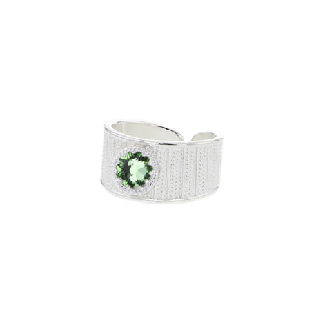 Ring med lysegrønn krystall