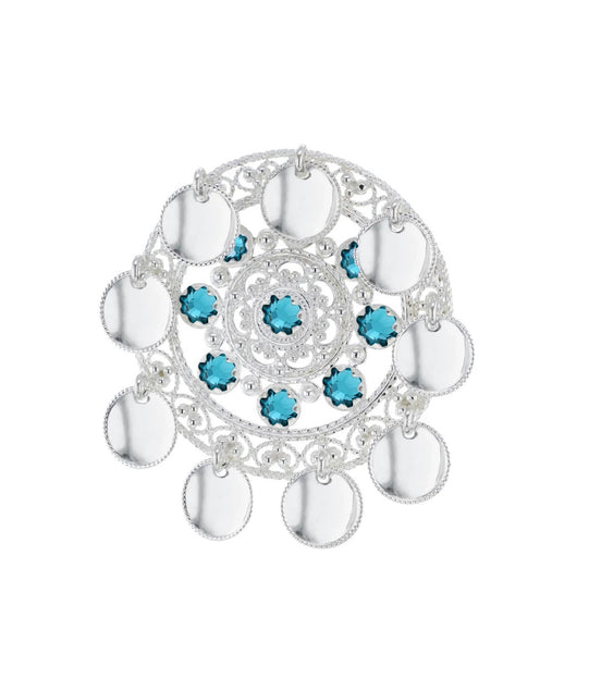 Sølje med turkis krystall (høyde 7,8cm og bredde 7,5cm)