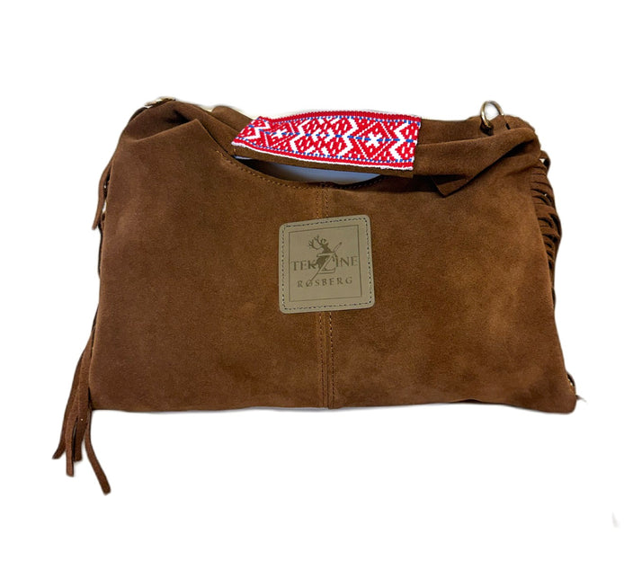 Skinnveske clutch lysebrun