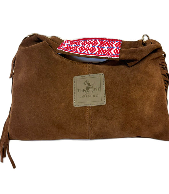 Skinnveske clutch lysebrun