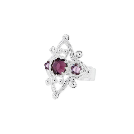 Ring med lavendel og lilla krystall