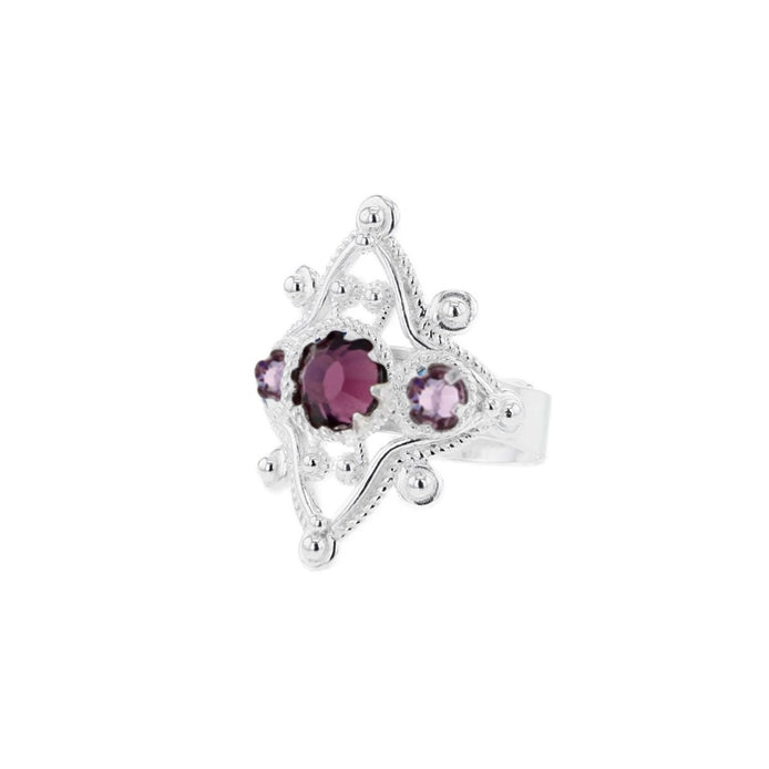 Ring med lavendel og lilla krystall