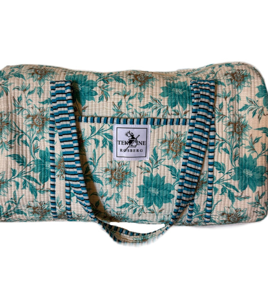 Totebag hvit med turkis