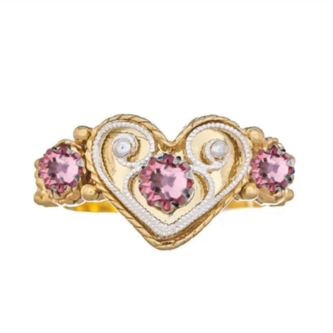 Ring med lyserosa krystall