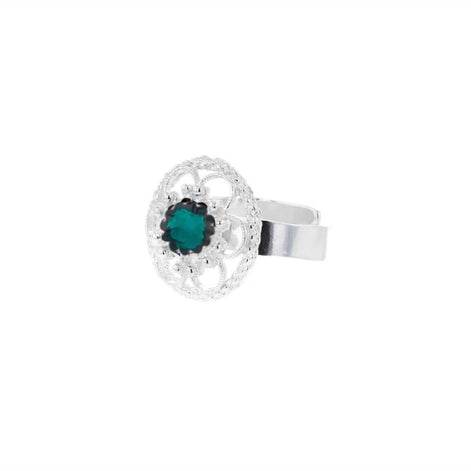 Ring med mørkegrønn krystall